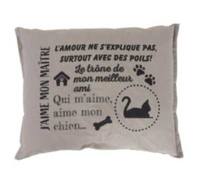 COUSSINS ANIMAUX TEXTE 90X70CM