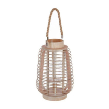LANTERNE EN ROTIN ET EN VERRE