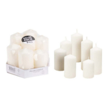 SET DE 7 BOUGIES PILIER BLANC