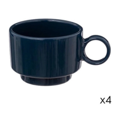 COFFRET 4 TASSES RETRO BLEU