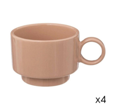 COFFRET 4 TASSES RETRO ROSE