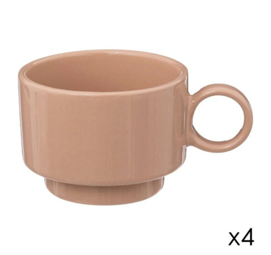 COFFRET 4 TASSES RETRO ROSE