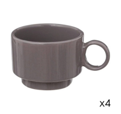 COFFRET 4 TASSES RETRO GRIS