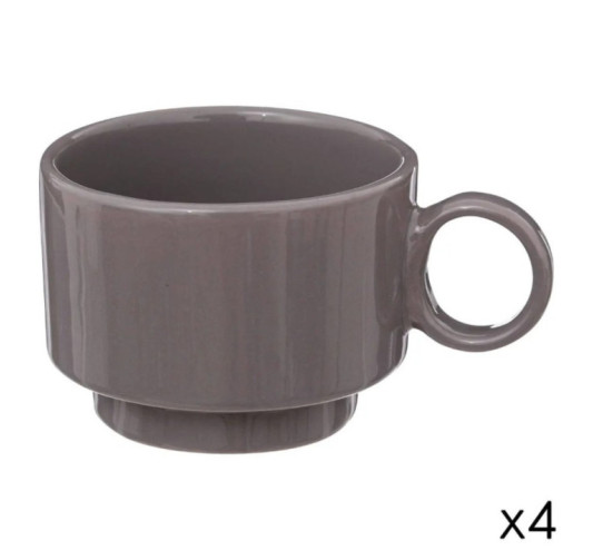COFFRET 4 TASSES RETRO GRIS