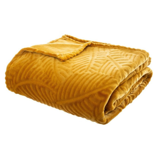 PLAID 3D FEUILLES EN FLANELLE