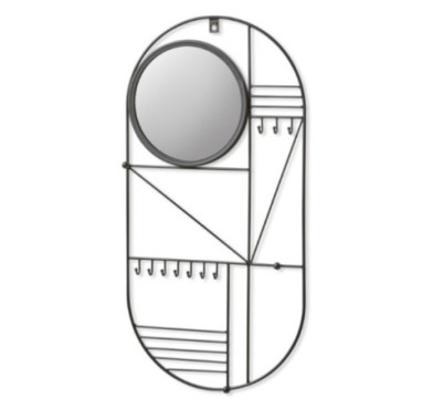 MIROIR EN FER FORGE OVALE NOIR