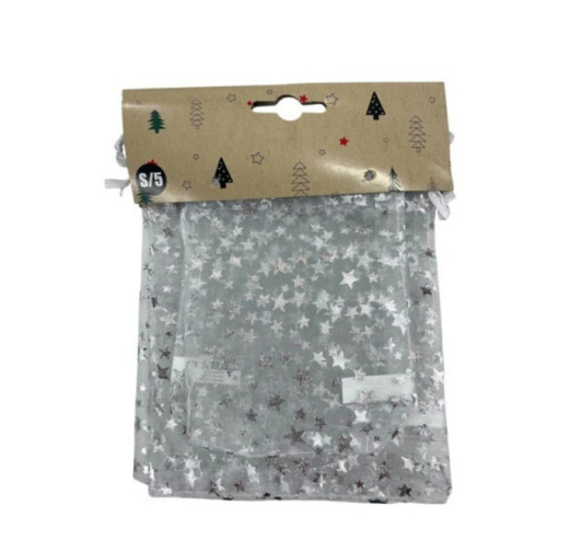 SAC EN ORGANZA X5 MOTIF ETOILE