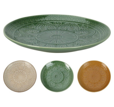 ASSIETTE PLATE EN GRES MANDALA