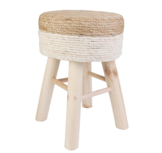 TABOURET TRESSE BEIGE EN JUTE