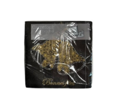 SERVIETTE EN PAPIER NOIR e OR