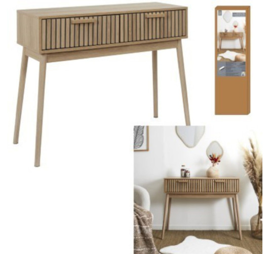CONSOLE EN BOIS 2 TIROIRS