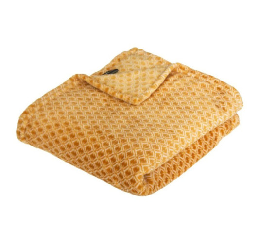 PLAID OTTO EN FANELLE JAUNE