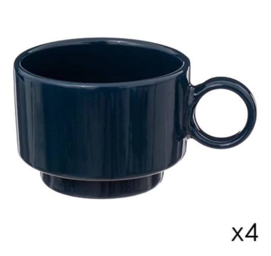 COFFRET 4 TASSES RETRO BLEU