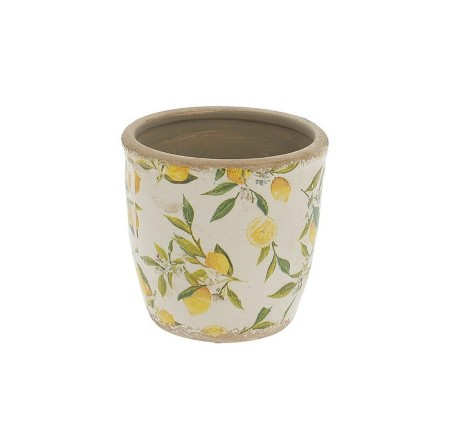 CACHE POT CITRON JAUNE D.16CM
