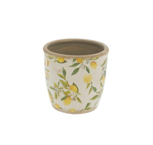CACHE POT CITRON JAUNE D.16CM