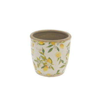 CACHE POT CITRON JAUNE D.16CM