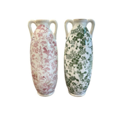 VASE FLORAL DOUBLE ANSE 2ASST