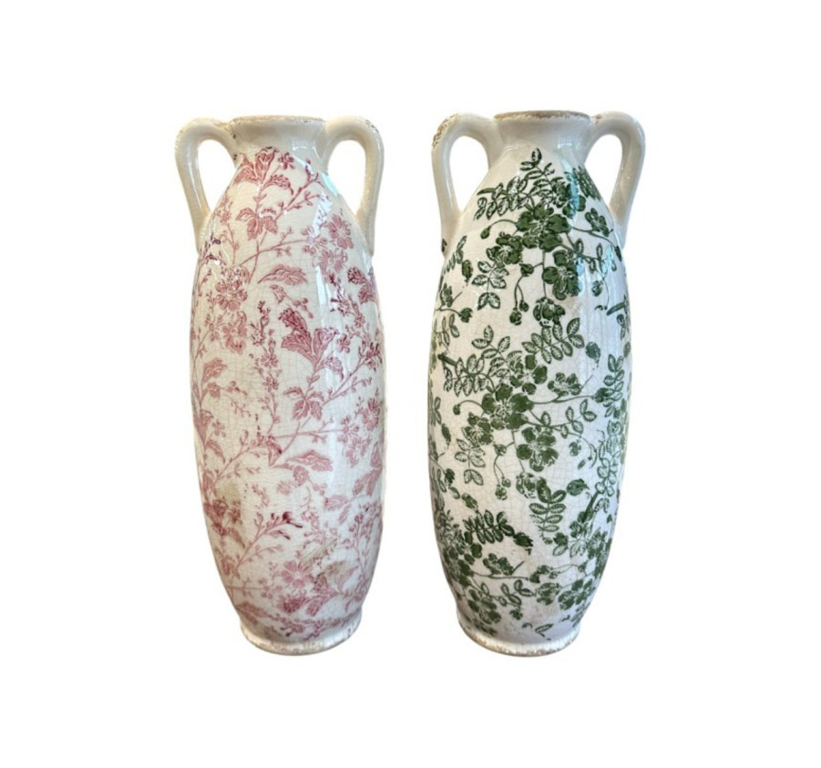 VASE FLORAL DOUBLE ANSE 2ASST