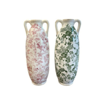 VASE FLORAL DOUBLE ANSE 2ASST